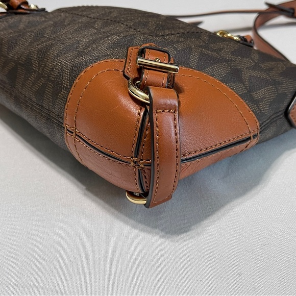 Michael Kors FALLON MD Crossbody Messenger Purse Brown Bristish Tan Trim MK Logo - Picture 9 of 11